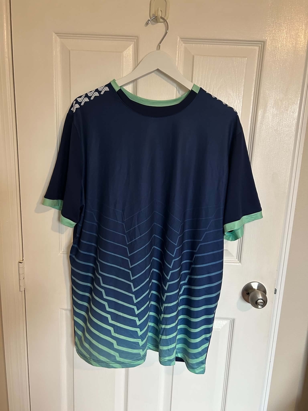 Navy and Mint Gradient Performance Men's Jersey